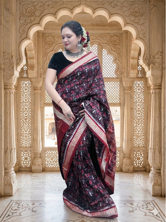 CHOCLATE BROWN SAMBALPURI PATA SAREE